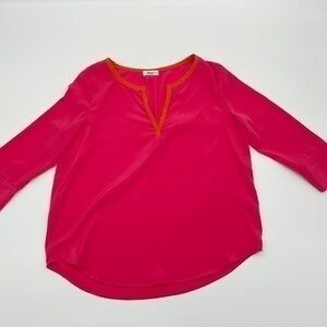 UEC Glam hot pink and orange Henley blouse 2/3 sleeve small